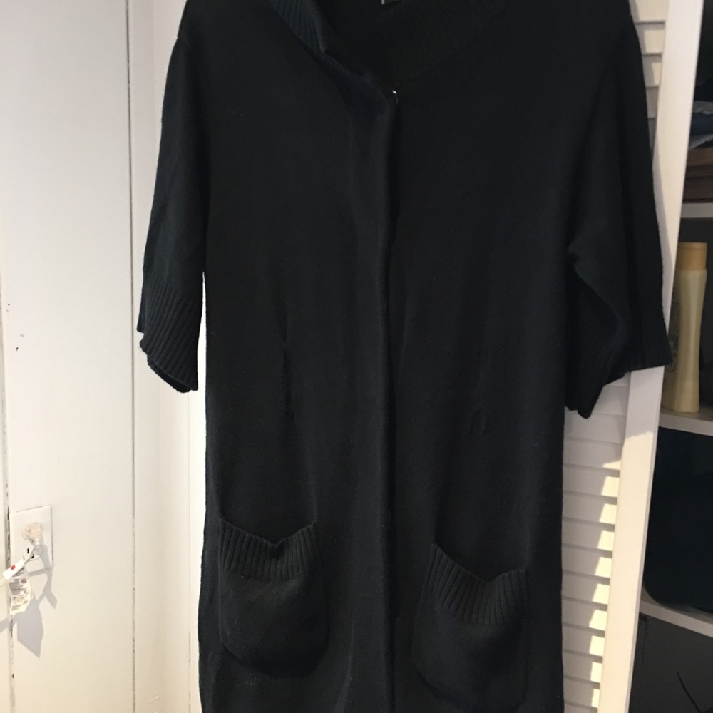 Black 3/4 knitted coat sweater